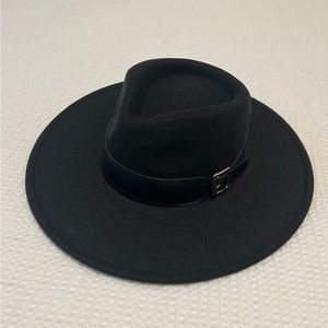Black flat brim hat